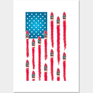 Fun Summer Speed Boat Flag Design - Patriotic 4th of July Flag Posters and Art